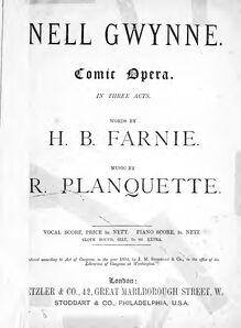 Partition complète, Nell GwynneLa Princesse Colombine (1886 revival)