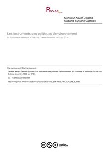Les instruments des politiques d environnement - article ; n°1 ; vol.258, pg 27-34