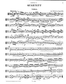 Partition viole de gambe, corde quatuor No.2, Op.17/2, C minor, Rubinstein, Anton