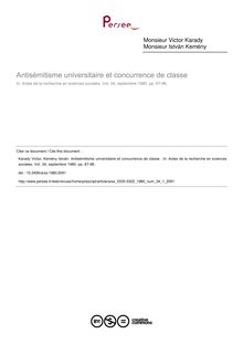 Antisémitisme universitaire et concurrence de classe  - article ; n°1 ; vol.34, pg 67-96