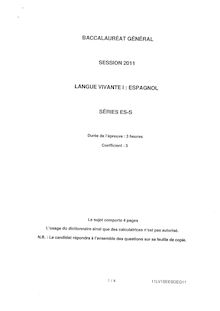 Sujet du bac ES 2011: Espagnol LV1