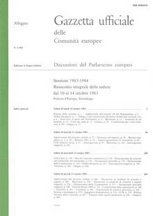 Gazzetta ufficiale delle Comunità europee Discussioni del Parlamento europeo Sessione 1983-1984. Resoconto integrale delle sedute dal 10 al 14 ottobre 1983