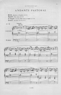 Partition Andante pastoral (la), Douze pièces nouvelles pour orgue ou piano-pédalier, Op.59