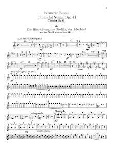 Partition trompette 1, 2, 3, 4 (C), Turandot , Orchester Suite aus der Musik zu Gozzis Märchendrama Turandot
