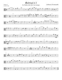 Partition ténor viole de gambe 1, alto clef, Secondo Libro de Madrigali par Alfonso Fontanelli