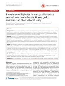 Prevalence of high-risk human papillomavirus cervical infection in female kidney graft recipients: an observational study