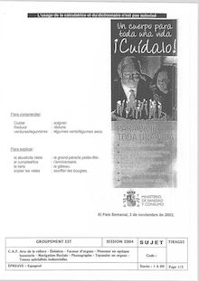 Espagnol 2004 CAP Arts de la broderie