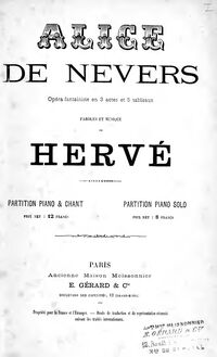 Partition complète, Alice de Nevers, Opéra-bouffe en trois actes