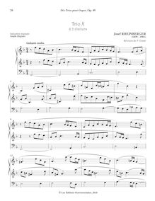 Partition No.10 Trio en F major, 10 Trios pour orgue, Rheinberger, Josef Gabriel