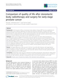 Comparison of quality of life after stereotactic body radiotherapy and surgery for early-stage prostate cancer