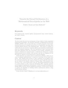 Towards the Formal Certification of a Mathematical Encyclopedia on the Web