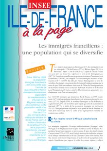Les immigrés franciliens : une population qui se diversifie