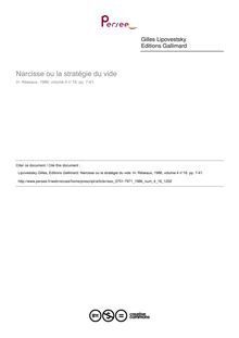 Narcisse ou la stratégie du vide - article ; n°16 ; vol.4, pg 7-41