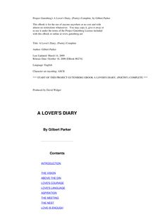A Lover s Diary, Complete