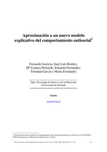 Aproximación a un nuevo modelo explicativo del comportamiento antisocial (Towards a new explicative model of antisocial behaviour)