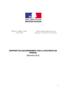 Rapport du Gouvernement sur la pauvreté en France