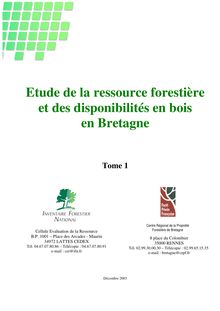 Etude de la ressource forestière et des disponibilités en ...