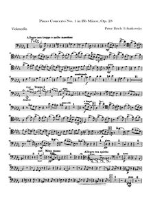 Partition violoncelles, Piano Concerto No.1, Op.23, B♭ minor, Tchaikovsky, Pyotr