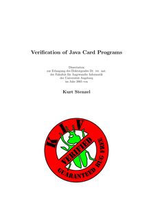 Verification of Java card programs [Elektronische Ressource] / von Kurt Stenzel