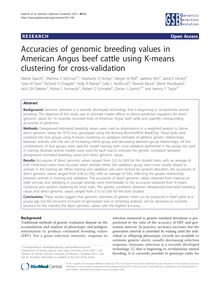 Accuracies of genomic breeding values in American Angus beef cattle using K-means clustering for cross-validation
