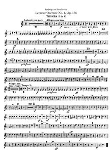 Partition trompette 1, 2 (C), Leonora Overture No. 1, C major, Beethoven, Ludwig van