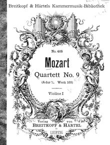 Partition violon 1, corde quatuor No.9, A major, Mozart, Wolfgang Amadeus