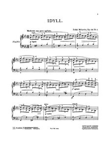 Partition , Idyll, 6 Piano pièces, Melartin, Erkki