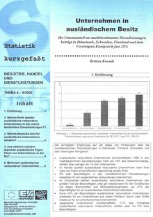 Statistik kurzgefaßt. Industrie, Handel und Dienstleistungen Nr. 5/2000. Unternehmen in ausländischem Besitz