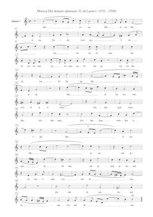 Partition Soprano 1 , partie, Musica Dei donum optimi, Lassus, Orlande de