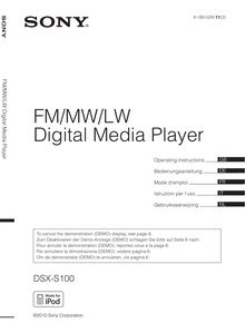 Notice Digital Media Player Sony  DSX-S100