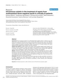 Intravenous colistin in the treatment of sepsis from multiresistant Gram-negative bacilli in critically ill patients