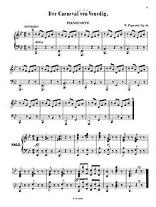 Partition Piano , partie, Il carnevale di Venezia, Variations on "O mamma, mamma cara" from "Carnival of Venice"