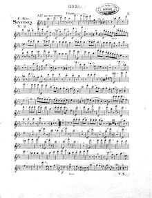 Partition flûte, Symphony No.2, C minor, Ries, Ferdinand