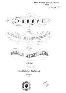Partition Book I, Sånger med Guitarre-Accompagnement, Wennerberg, Gunnar