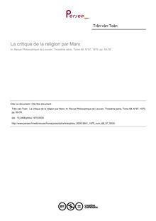 La critique de la religion par Marx - article ; n°97 ; vol.68, pg 55-78