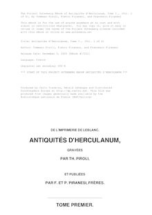 Antiquités d Herculanum, Tome I. par Piranesi, Piranesi, et Piroli