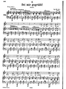 Partition complète, transposition pour low voix, Sei mir gegrüsst!, D.741 (Op.20 No.1)