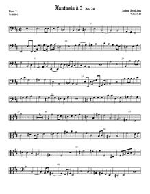 Partition viole de basse, basse clef, fantaisies et Pavin pour 3 violes de gambe et orgue
