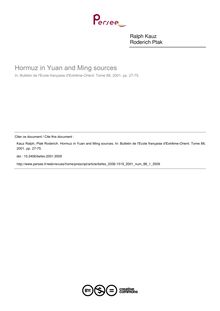 Hormuz in Yuan and Ming sources - article ; n°1 ; vol.88, pg 27-75
