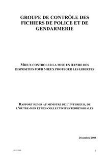 rapport GROUPE DE CONTRÔLE DES FICHIERS DE POLICE ET DE GENDARMERIE