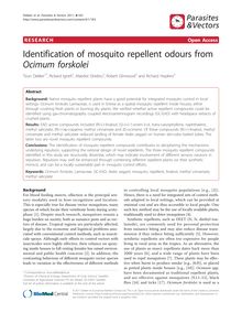 Identification of mosquito repellent odours from Ocimum forskolei