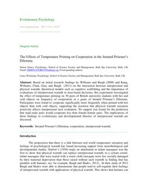 The effects of temperature priming on cooperation in the iterated prisoner’s dilemma