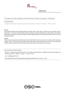 L avifaune des grottes d Aurensan et de Lourdes ( Hautes-Pyrénées) - article ; n°1 ; vol.9, pg 51-58