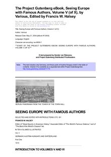 Seeing Europe with Famous Authors, Volume 5 - Germany, Austria-Hungary, and Switzerland, Part 1