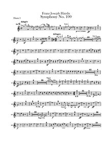 Partition cor 1, 2 (en G, C), Symphony No.100 en G major, “militaire”