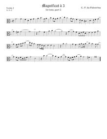 Partition aigu 2 viole de gambe, alto clef, Magnificat Primi Toni par Giovanni Pierluigi da Palestrina