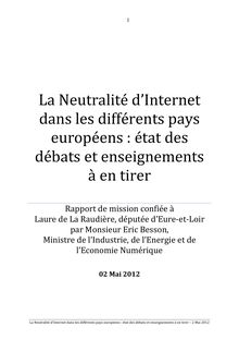 La neutralité d Internet dans les différents pays européens : état des débats et enseignements à en tirer