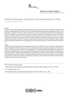 Maurice Halbwachs, photographe des taudis parisiens (1908) - article ; n°1 ; vol.28, pg 128-145