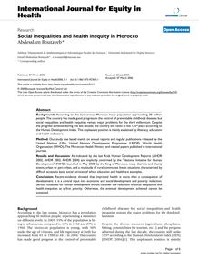 Social inequalities and health inequity in Morocco