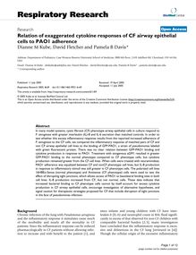 Relation of exaggerated cytokine responses of CF airway epithelial cells to PAO1 adherence